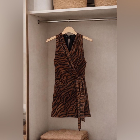 NWT Zara Brown Zebra Print Wrap Dress - Picture 3 of 3
